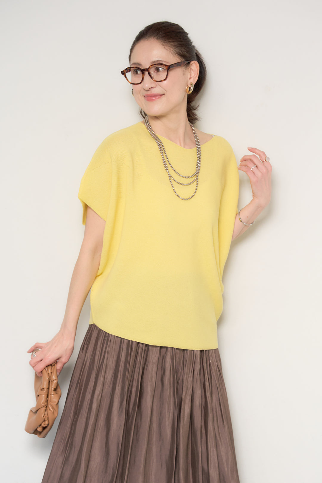 ホールガーメントフレンチスリーブニット