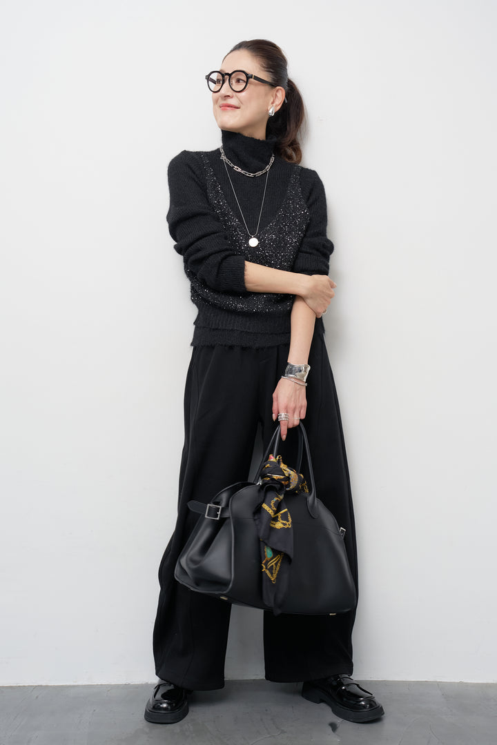 スパンコールビスチェドッキングニット