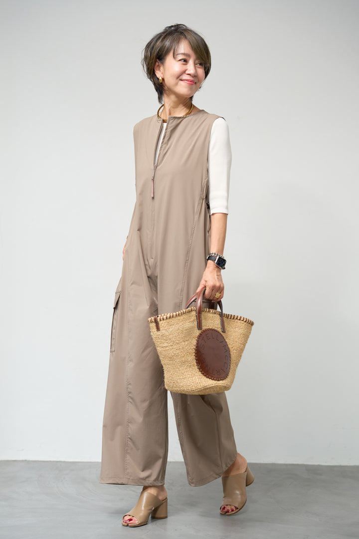 【接触冷感】サイドギャザーオールインワン