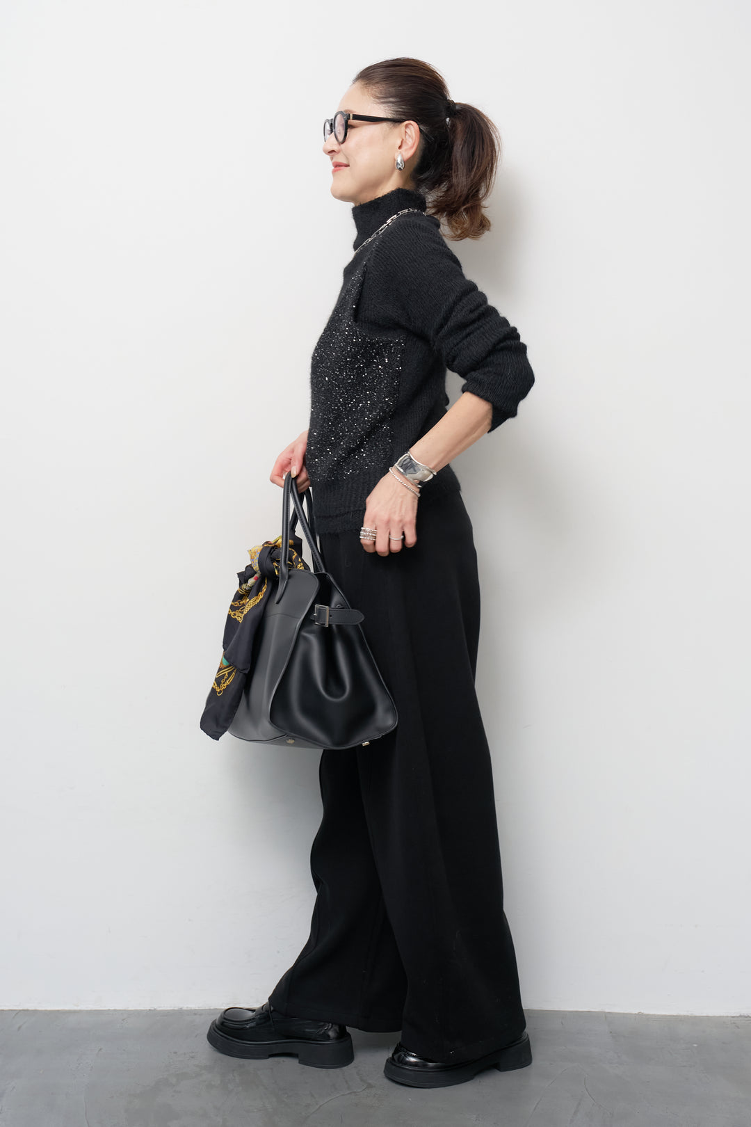 スパンコールビスチェドッキングニット