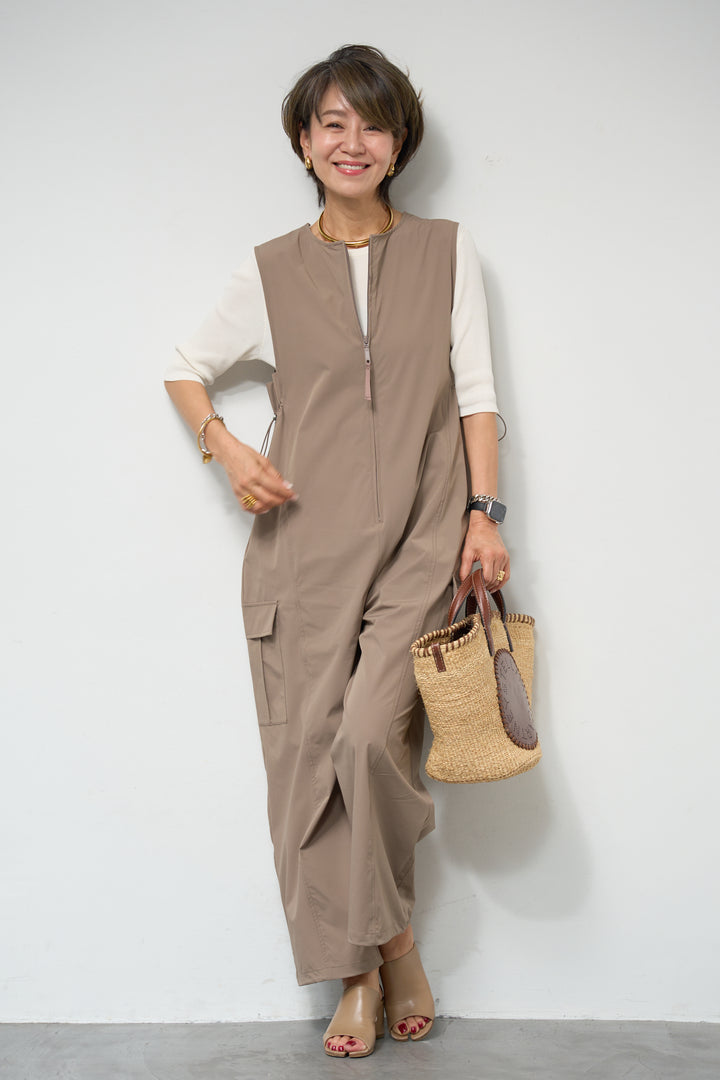 【接触冷感】サイドギャザーオールインワン