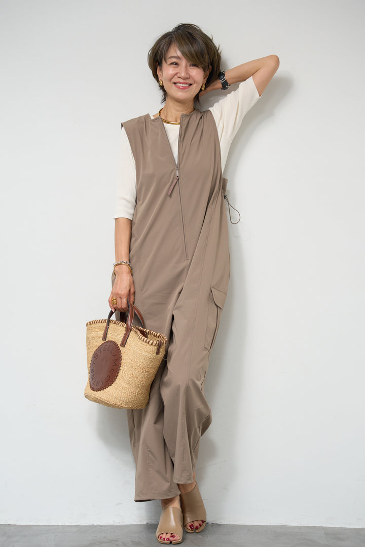 【接触冷感】サイドギャザーオールインワン