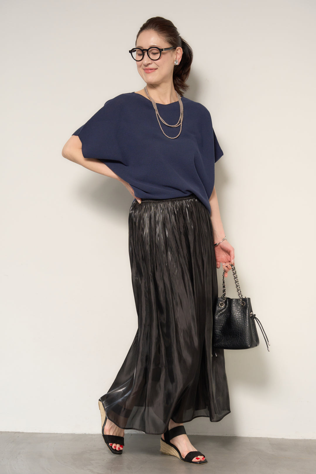 ホールガーメントフレンチスリーブニット