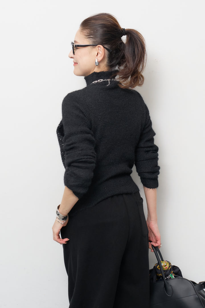 スパンコールビスチェドッキングニット