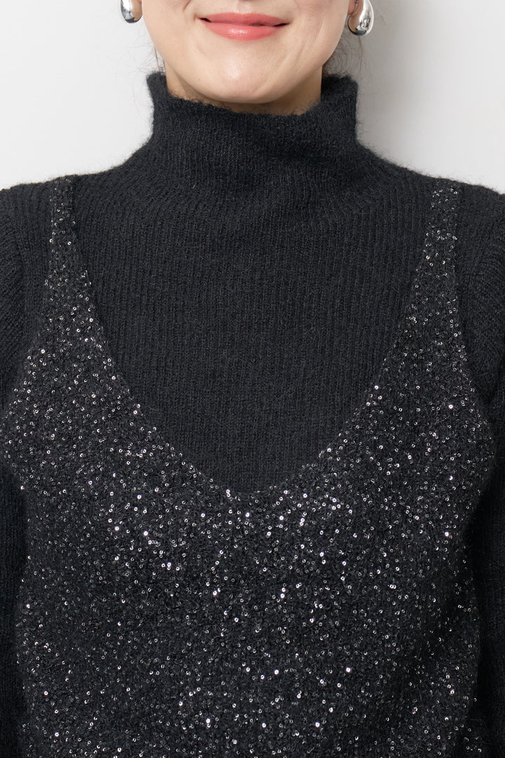 スパンコールビスチェドッキングニット