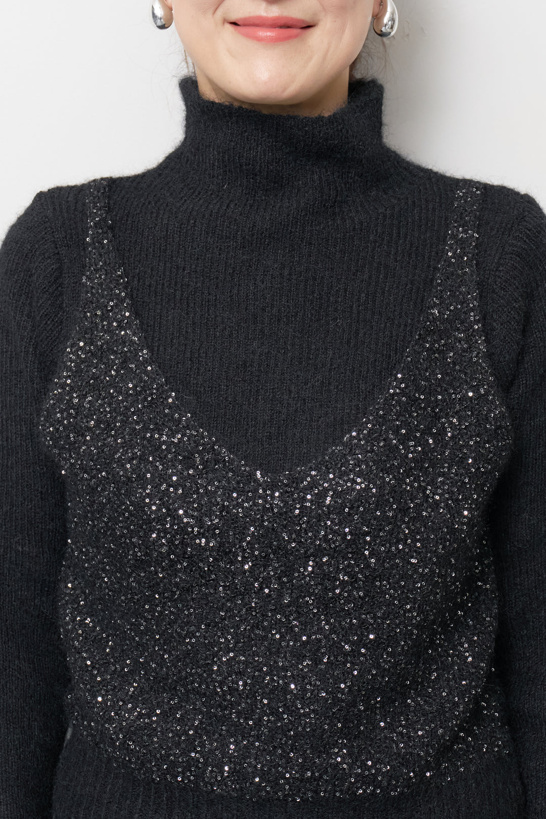 スパンコールビスチェドッキングニット