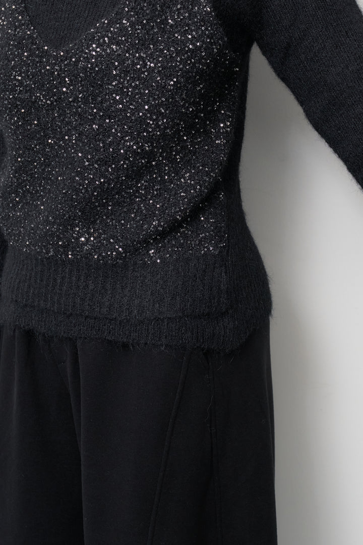 スパンコールビスチェドッキングニット