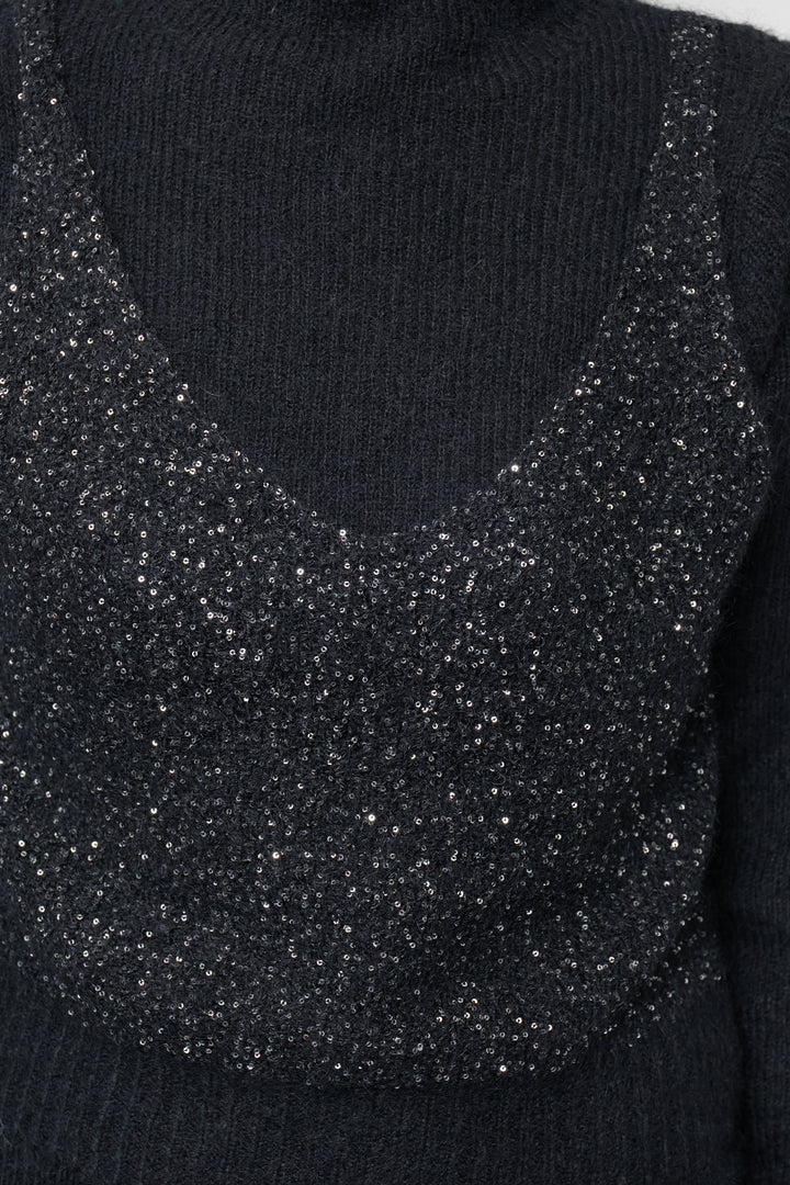 スパンコールビスチェドッキングニット