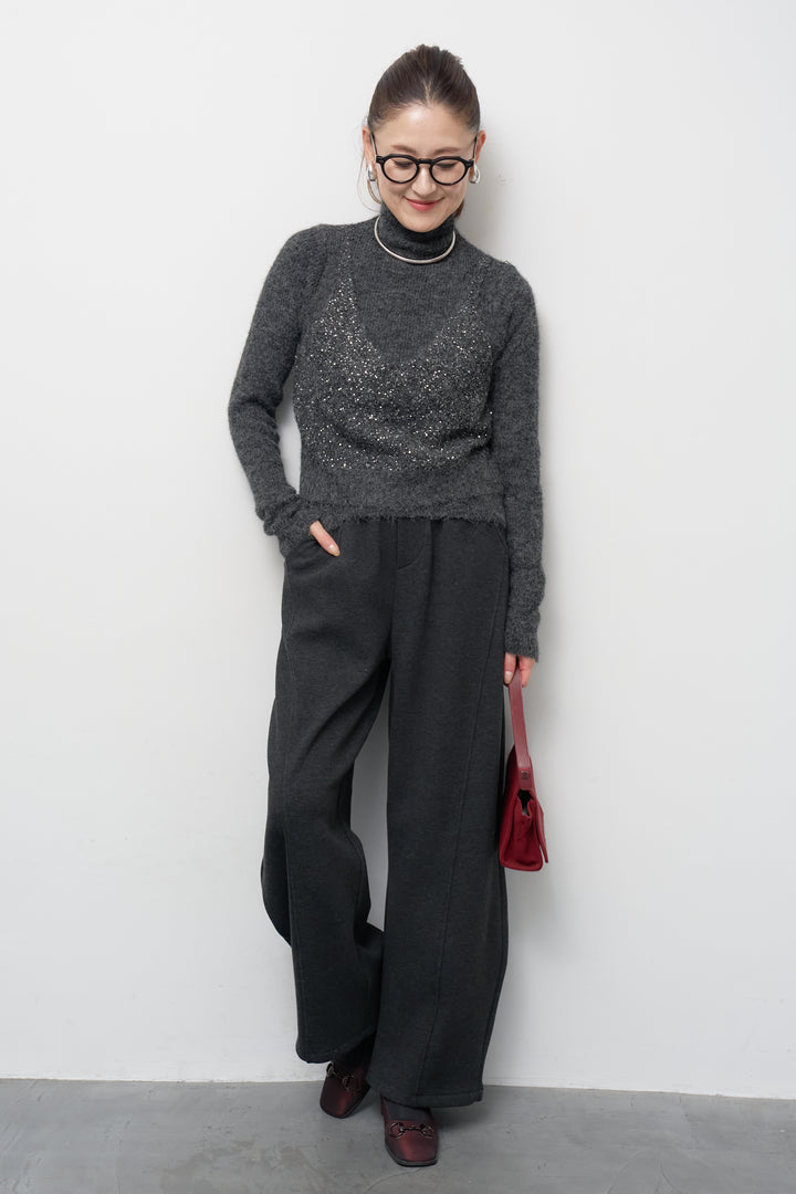 スパンコールビスチェドッキングニット