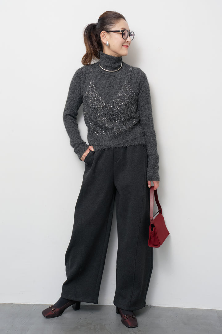 スパンコールビスチェドッキングニット