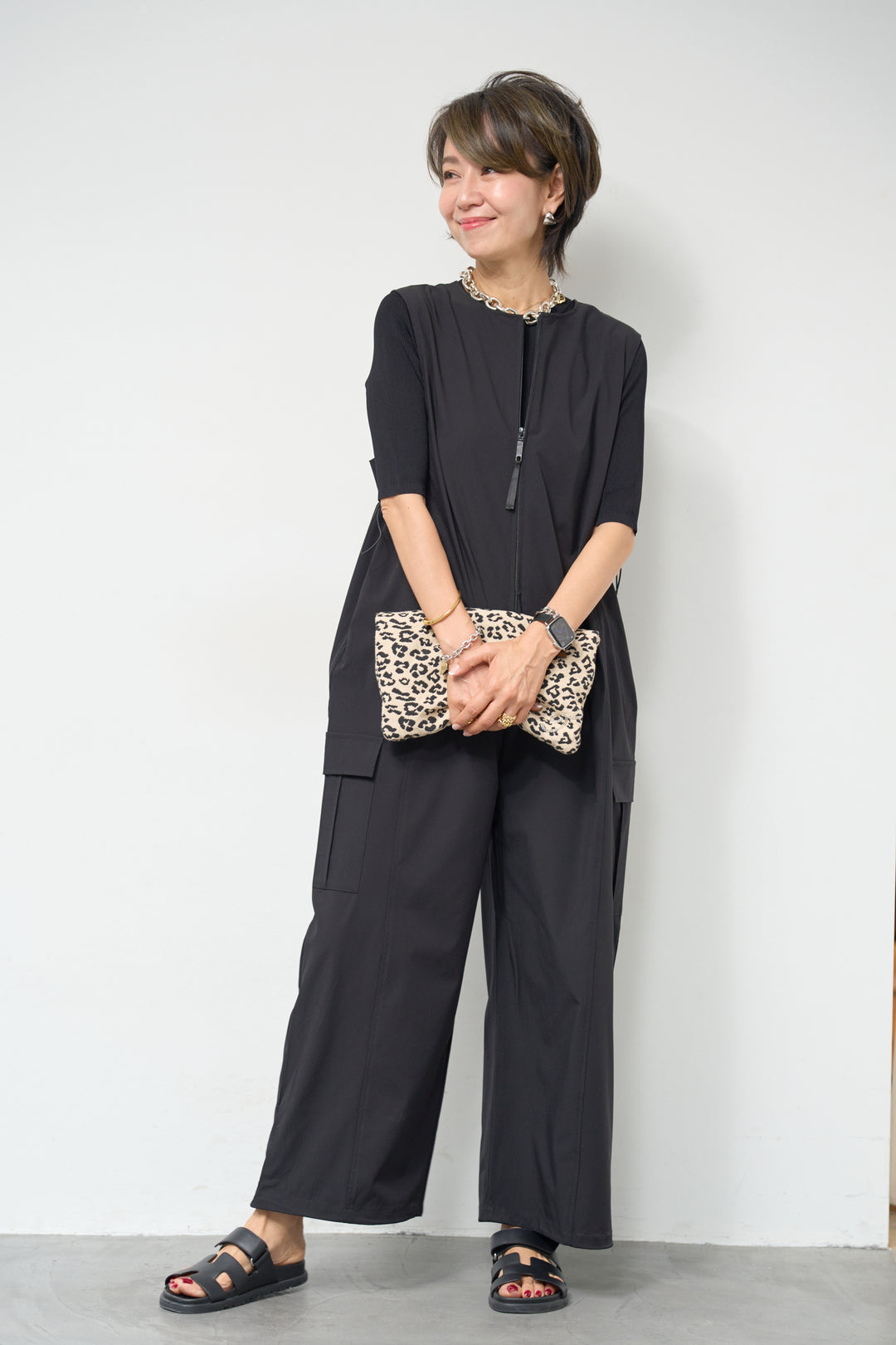 【接触冷感】サイドギャザーオールインワン