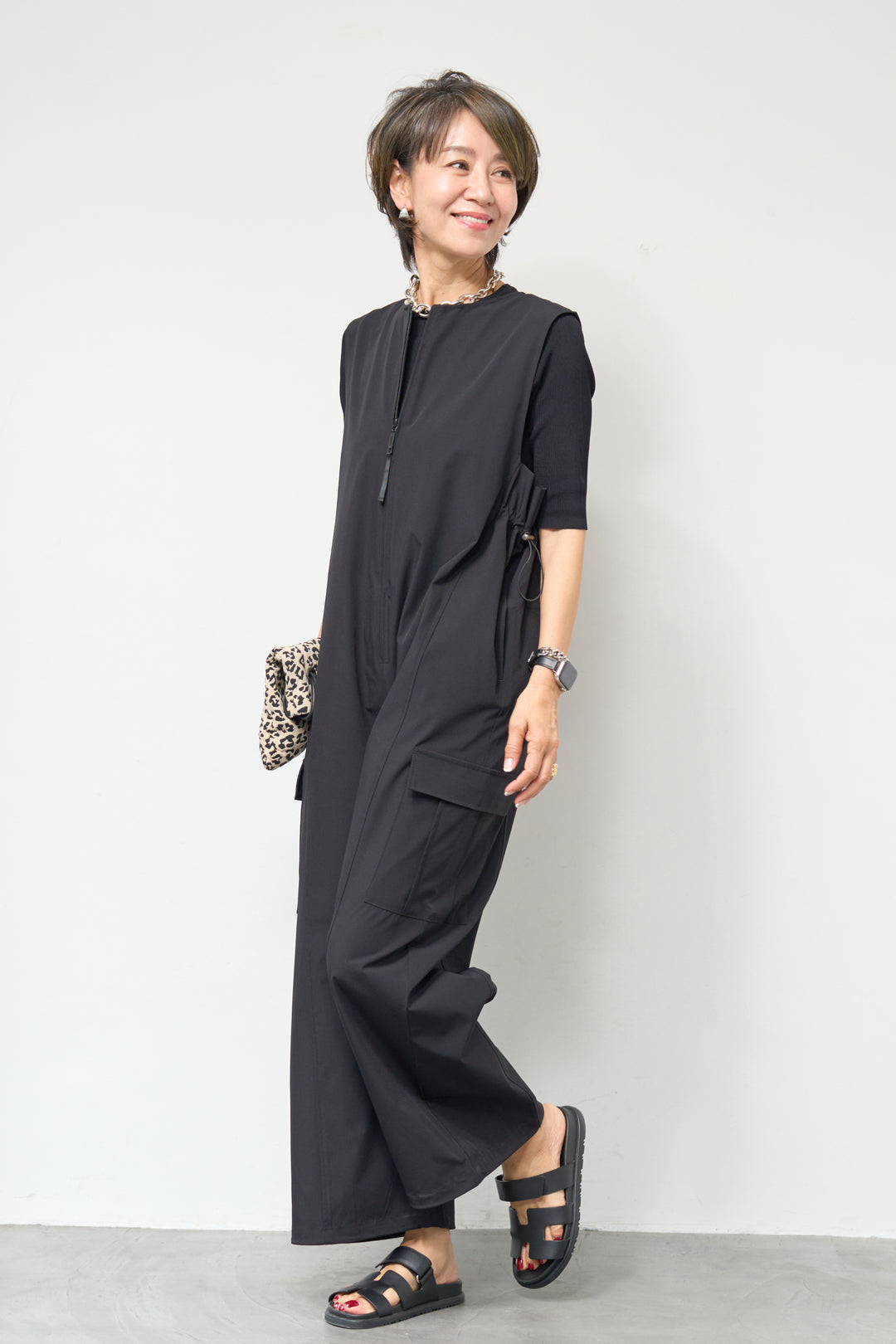 【接触冷感】サイドギャザーオールインワン