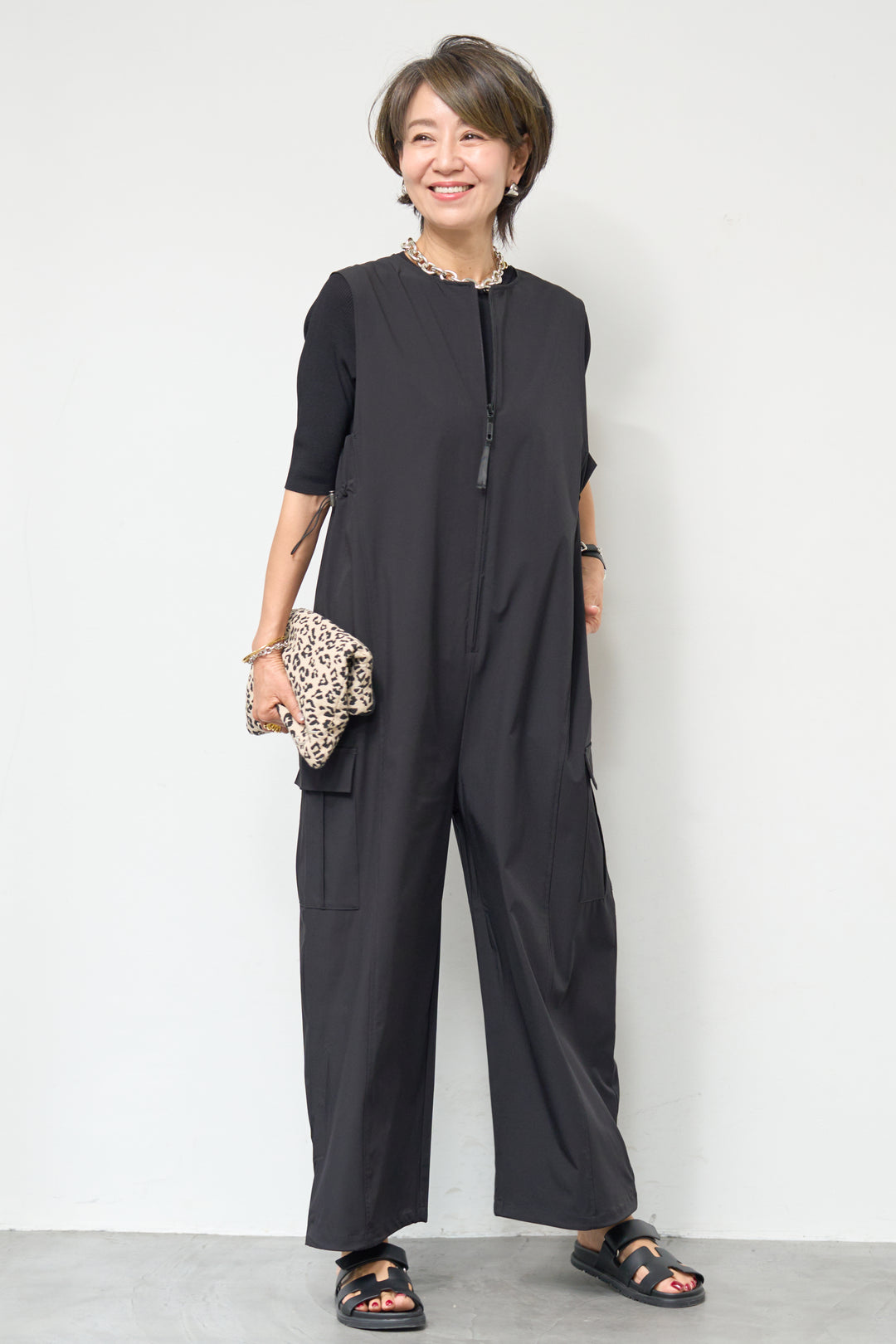 【接触冷感】サイドギャザーオールインワン