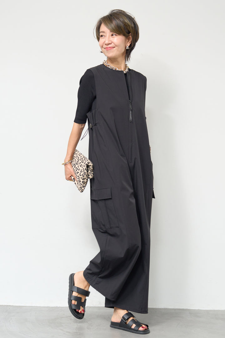 【接触冷感】サイドギャザーオールインワン