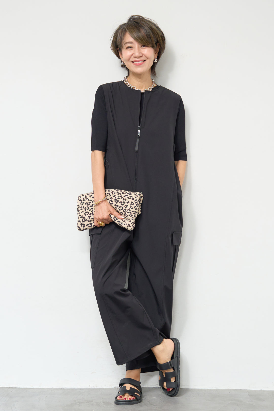 【接触冷感】サイドギャザーオールインワン