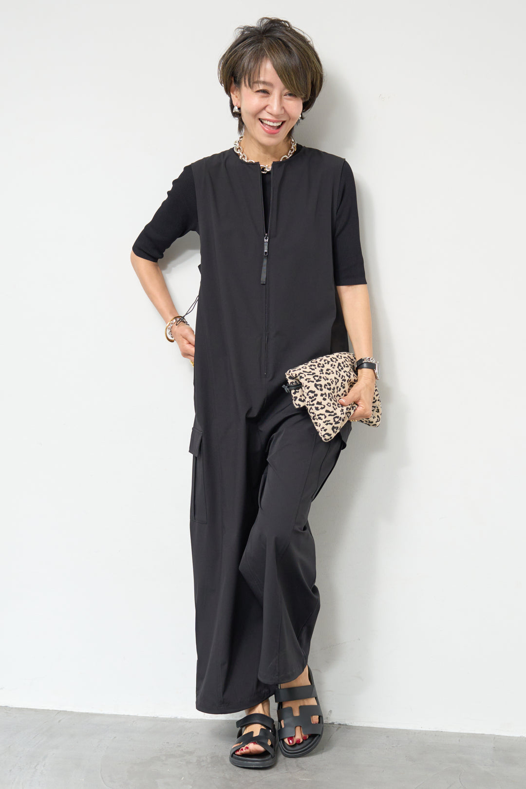 【接触冷感】サイドギャザーオールインワン