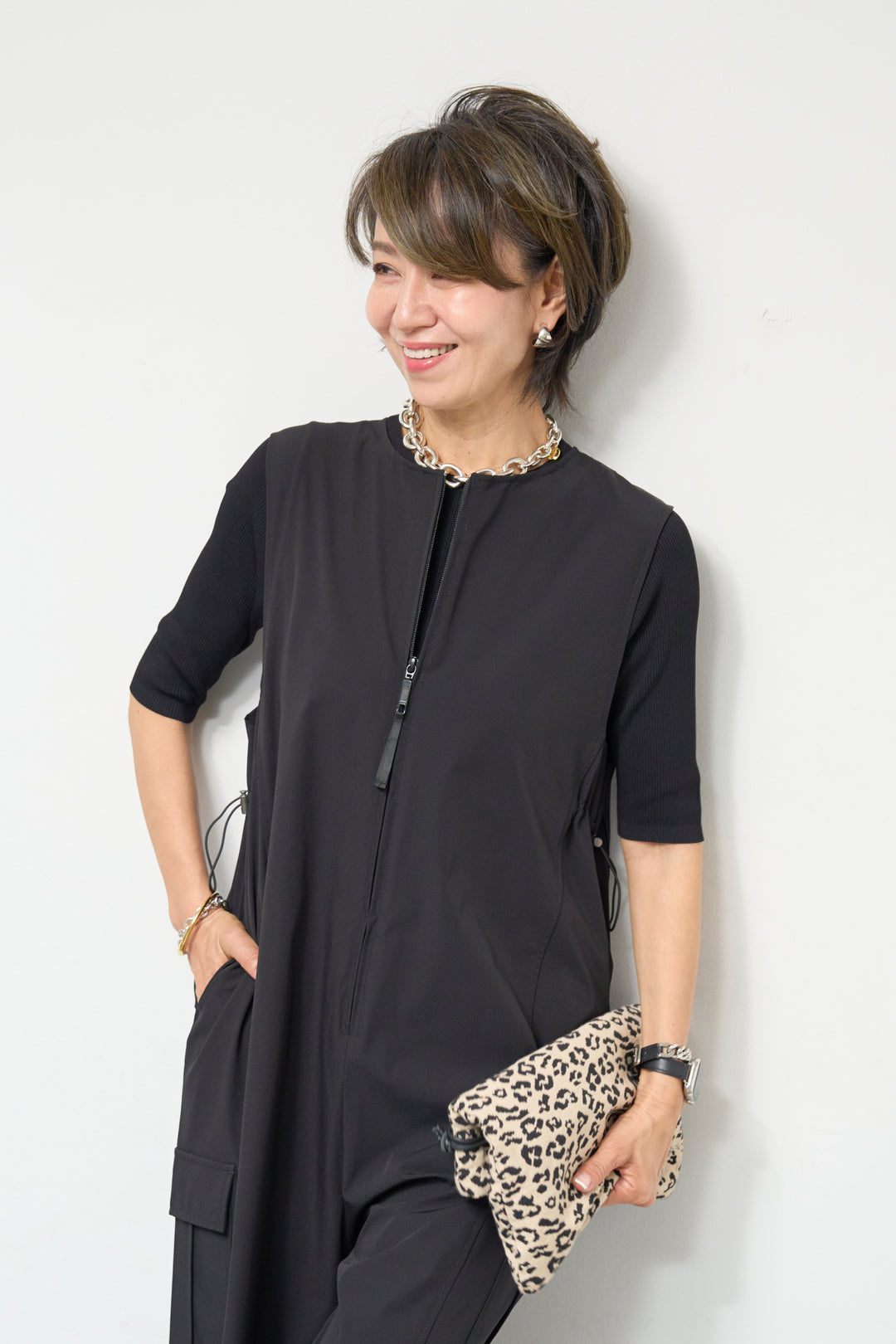 【接触冷感】サイドギャザーオールインワン