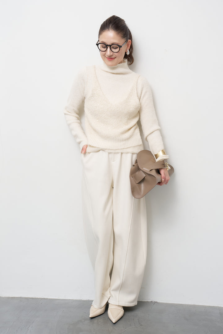 [SET]スパンコールビスチェドッキングニット+裏起毛コクーンパンツ(2set)