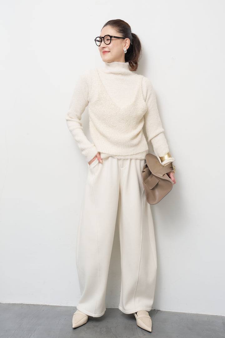 スパンコールビスチェドッキングニット