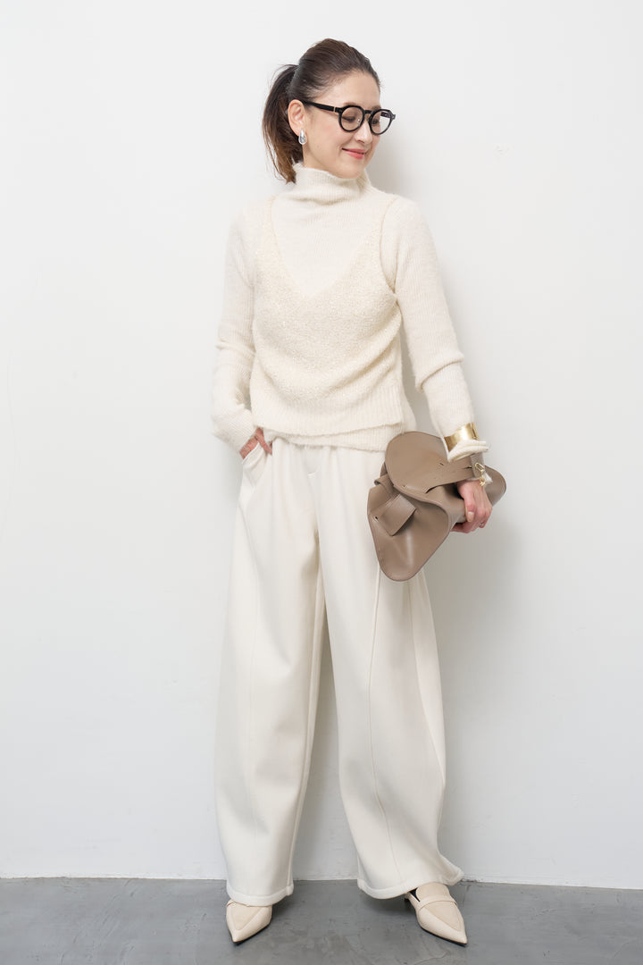 [SET]スパンコールビスチェドッキングニット+裏起毛コクーンパンツ(2set)