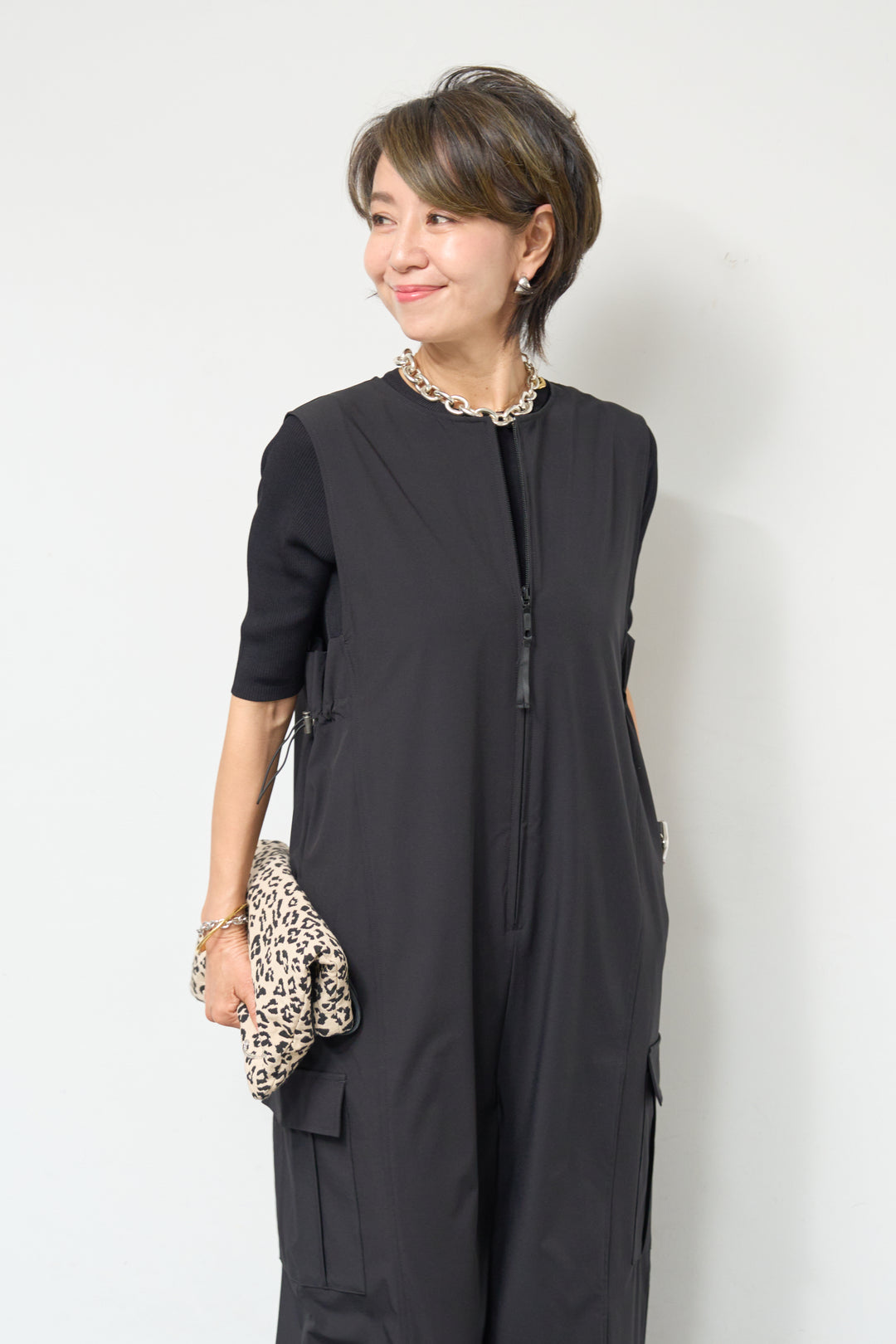 【接触冷感】サイドギャザーオールインワン