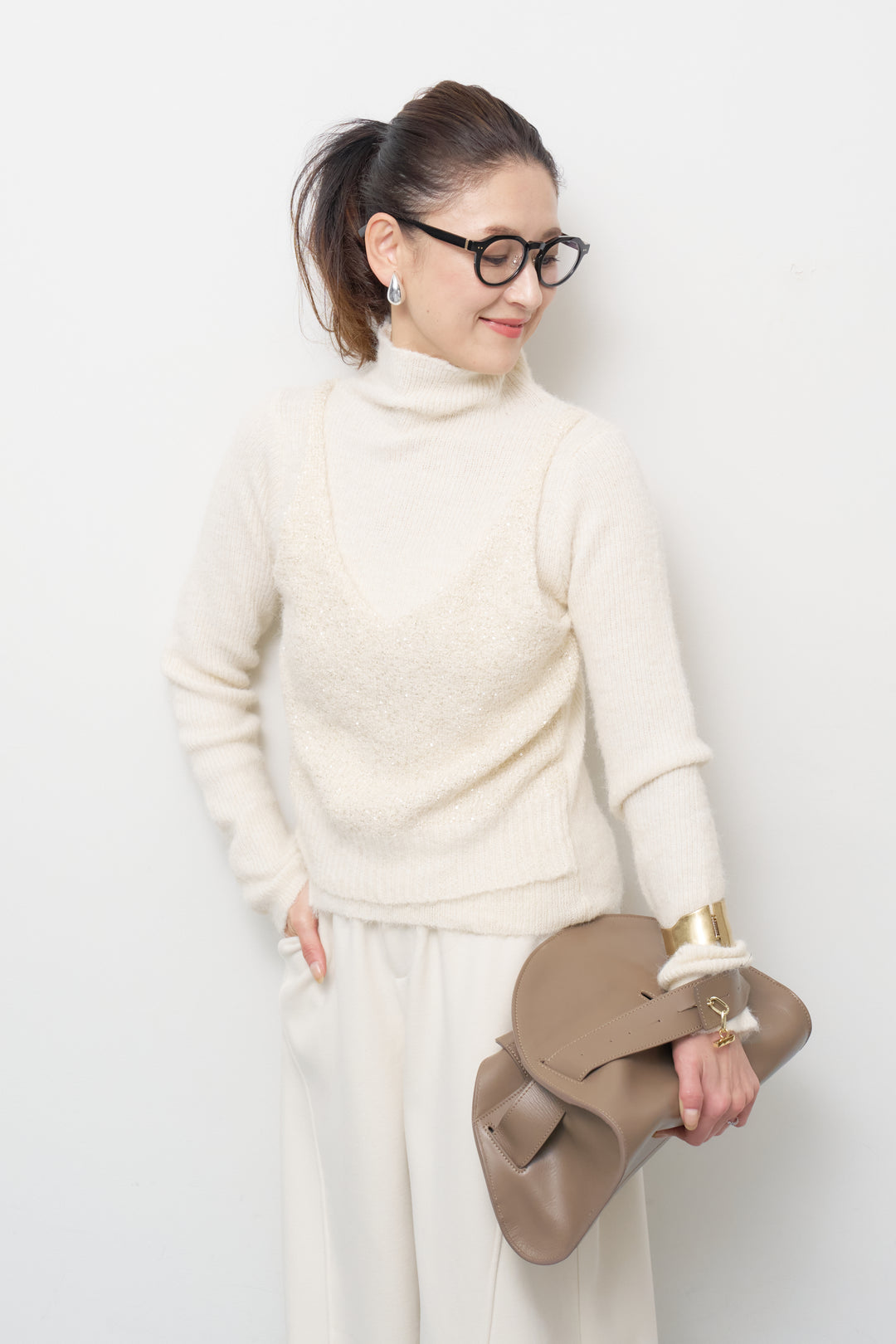 スパンコールビスチェドッキングニット