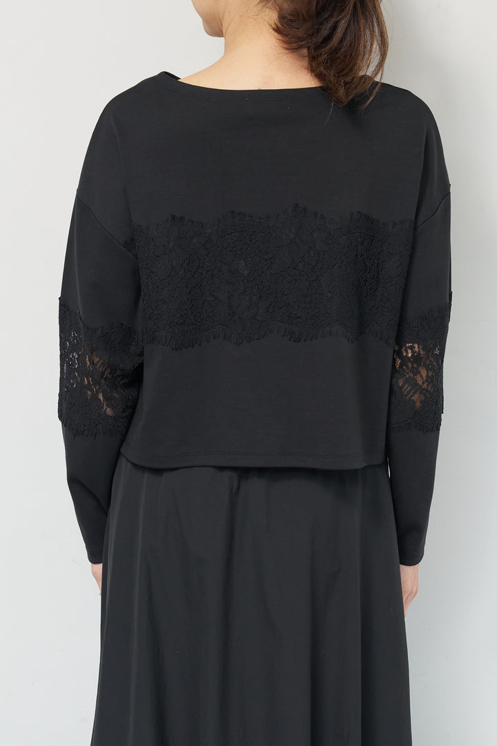 [SET]レーステープ切替トップス+ポリエステルブロード バルーンスカート(2set)