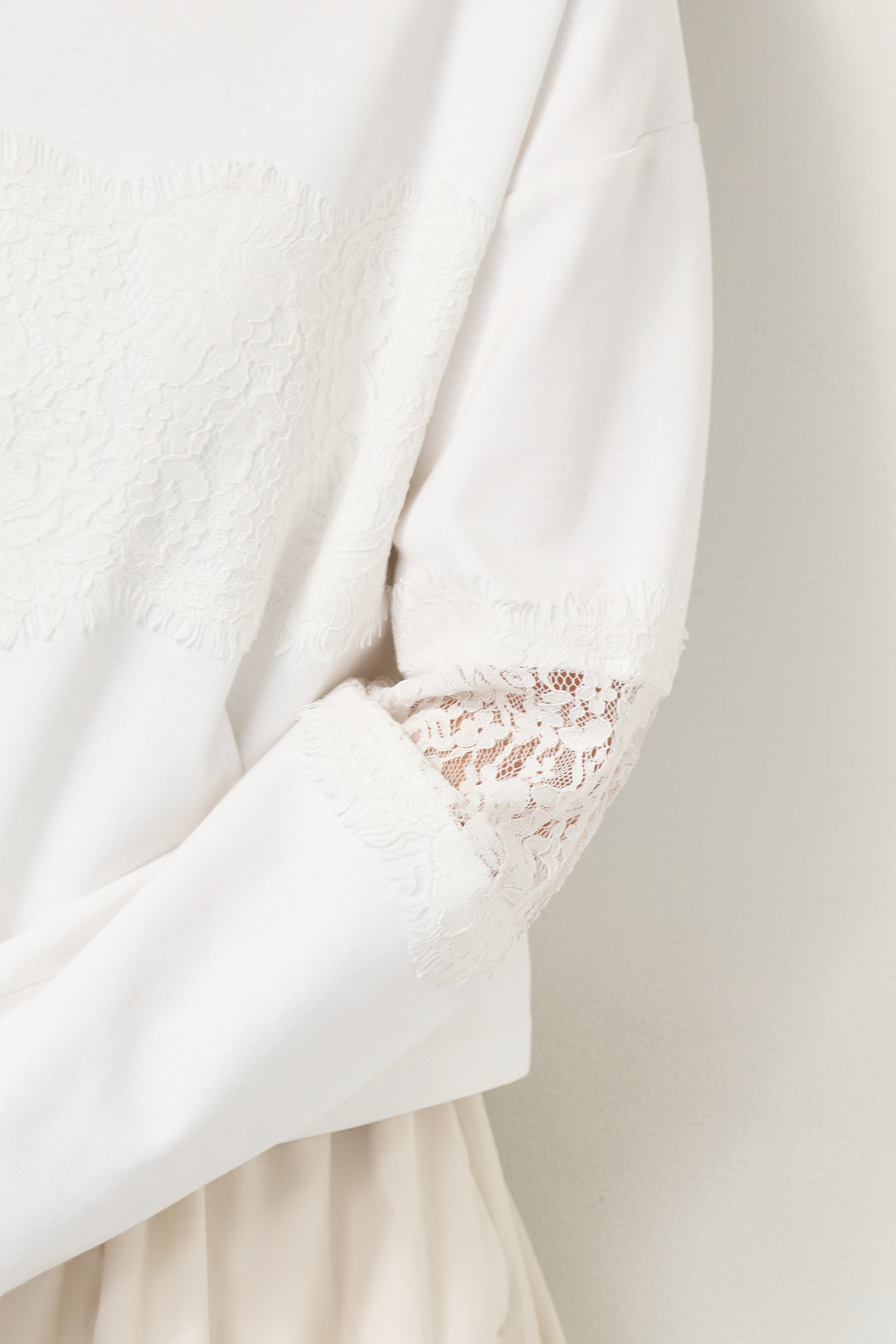 [SET]レーステープ切替トップス+ポリエステルブロード バルーンスカート(2set)