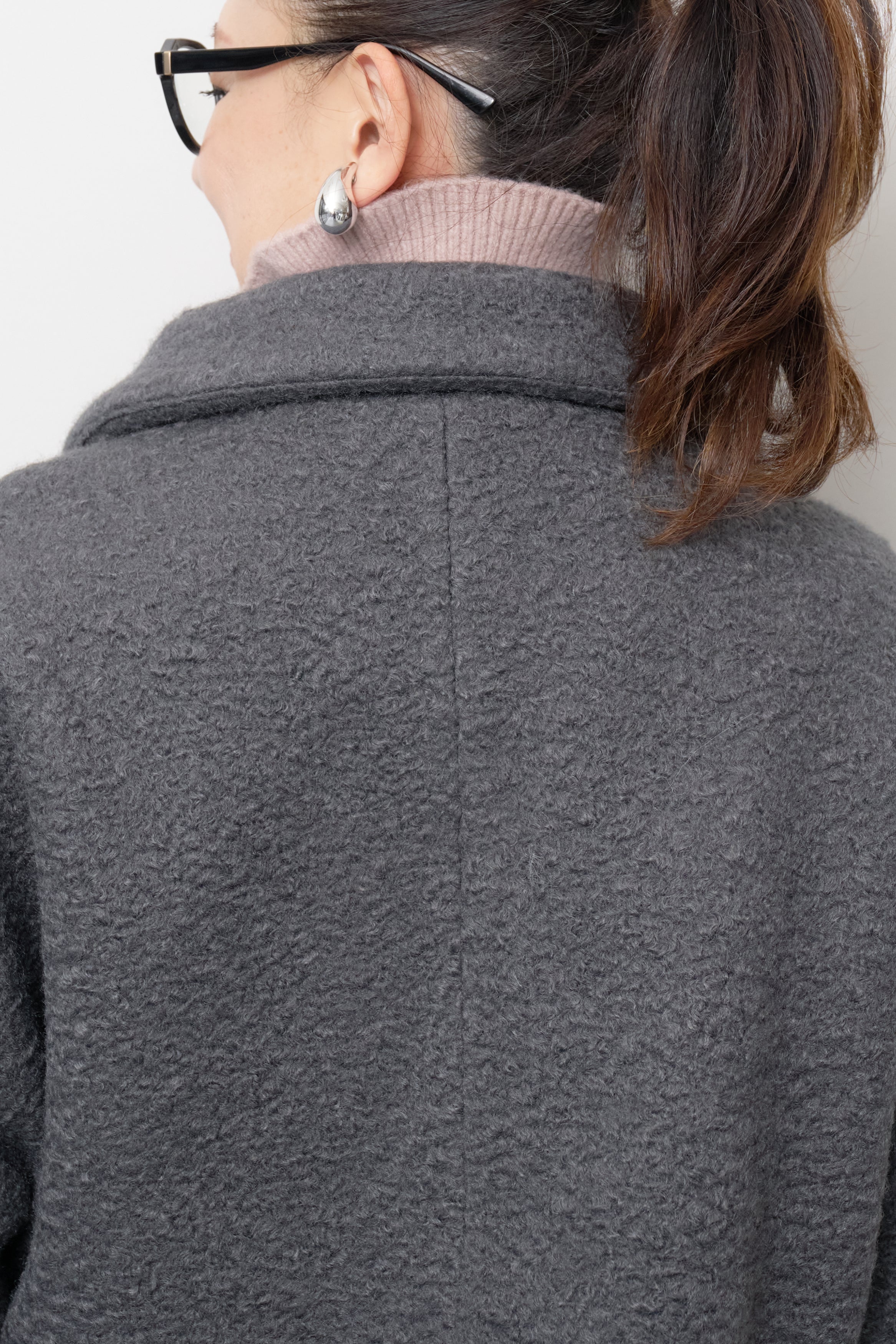 グレー ボリュームスリーブ アウター セール】Wファスナーボリュームスリーブシャギーショートブルゾン