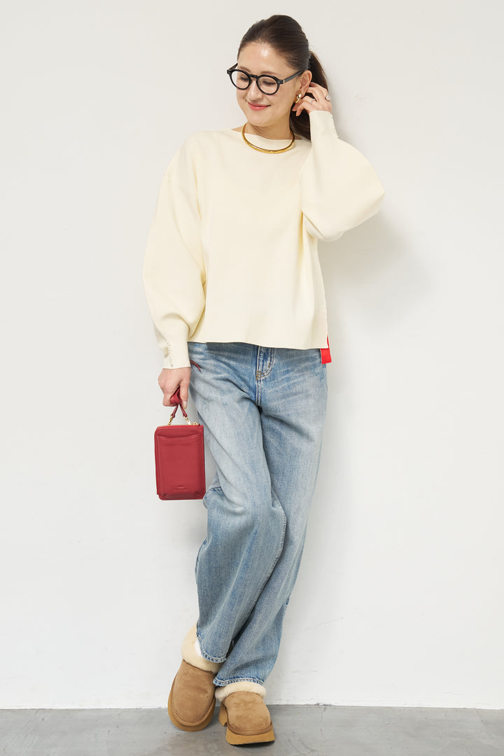 袖パールニット