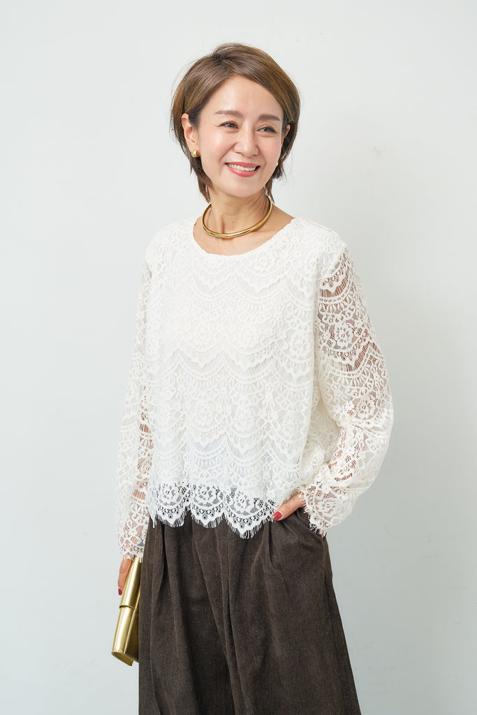 スカラップフラワーレースブラウス – plusotoha