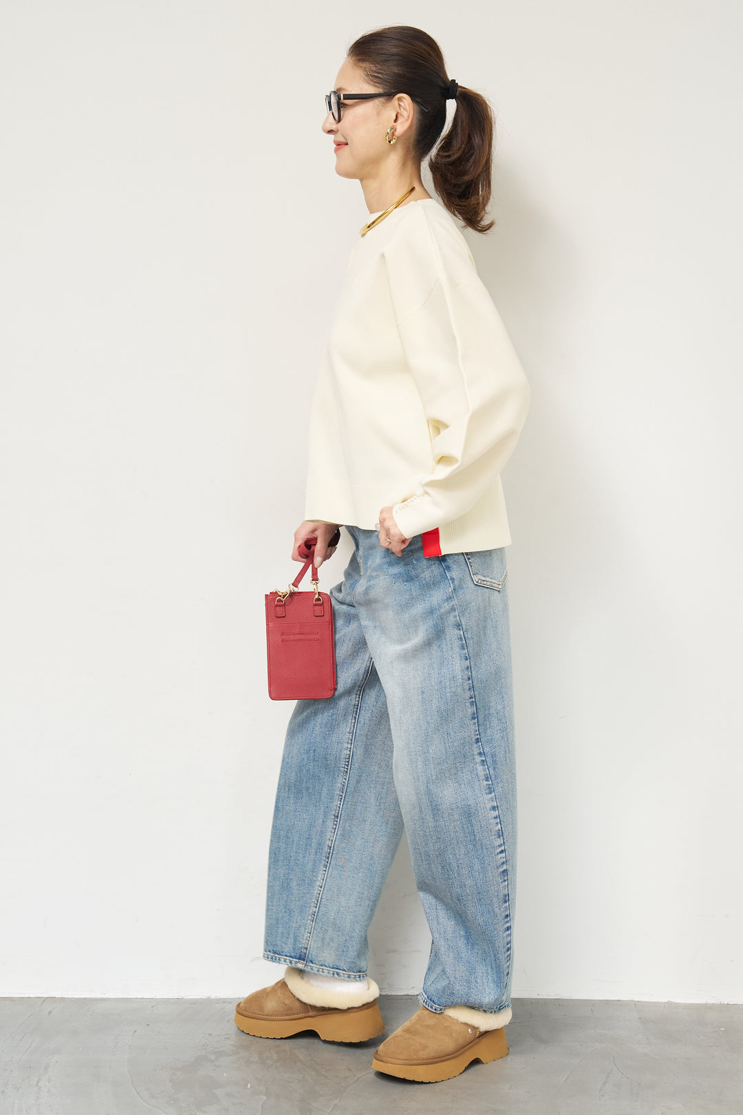 袖パールニット