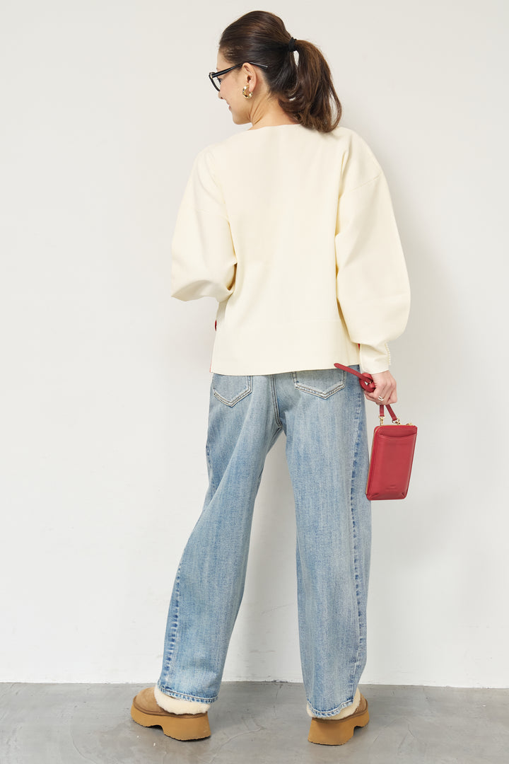 袖パールニット