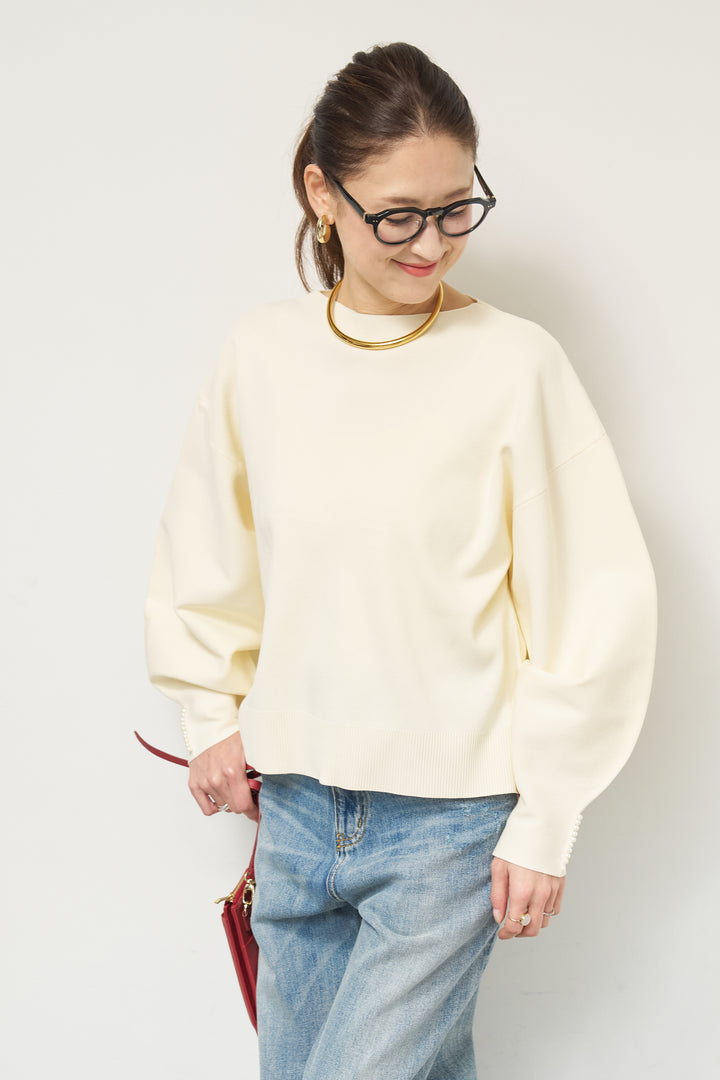 袖パールニット