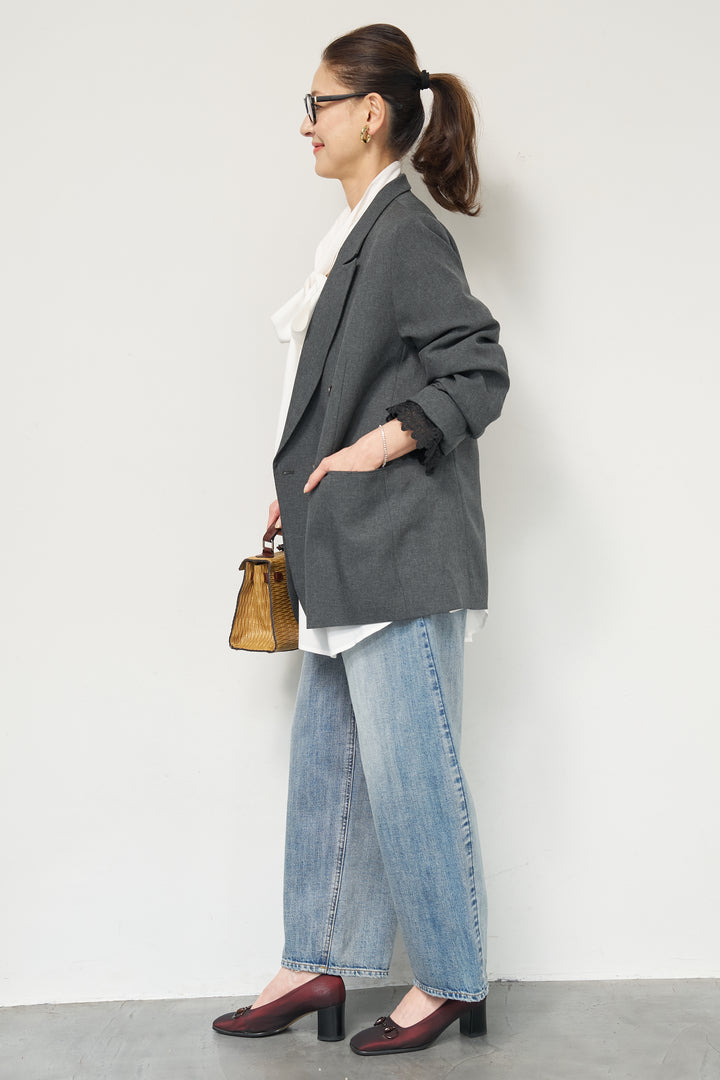 袖レースダブルジャケット