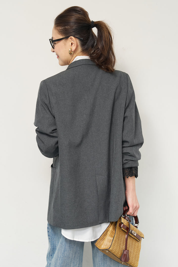 袖レースダブルジャケット