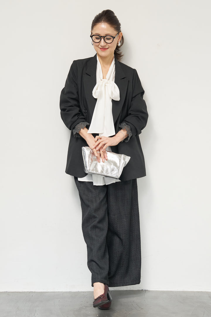 袖レースダブルジャケット