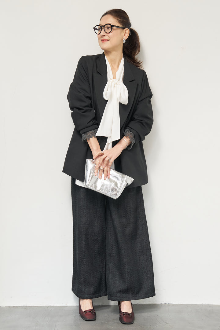 袖レースダブルジャケット