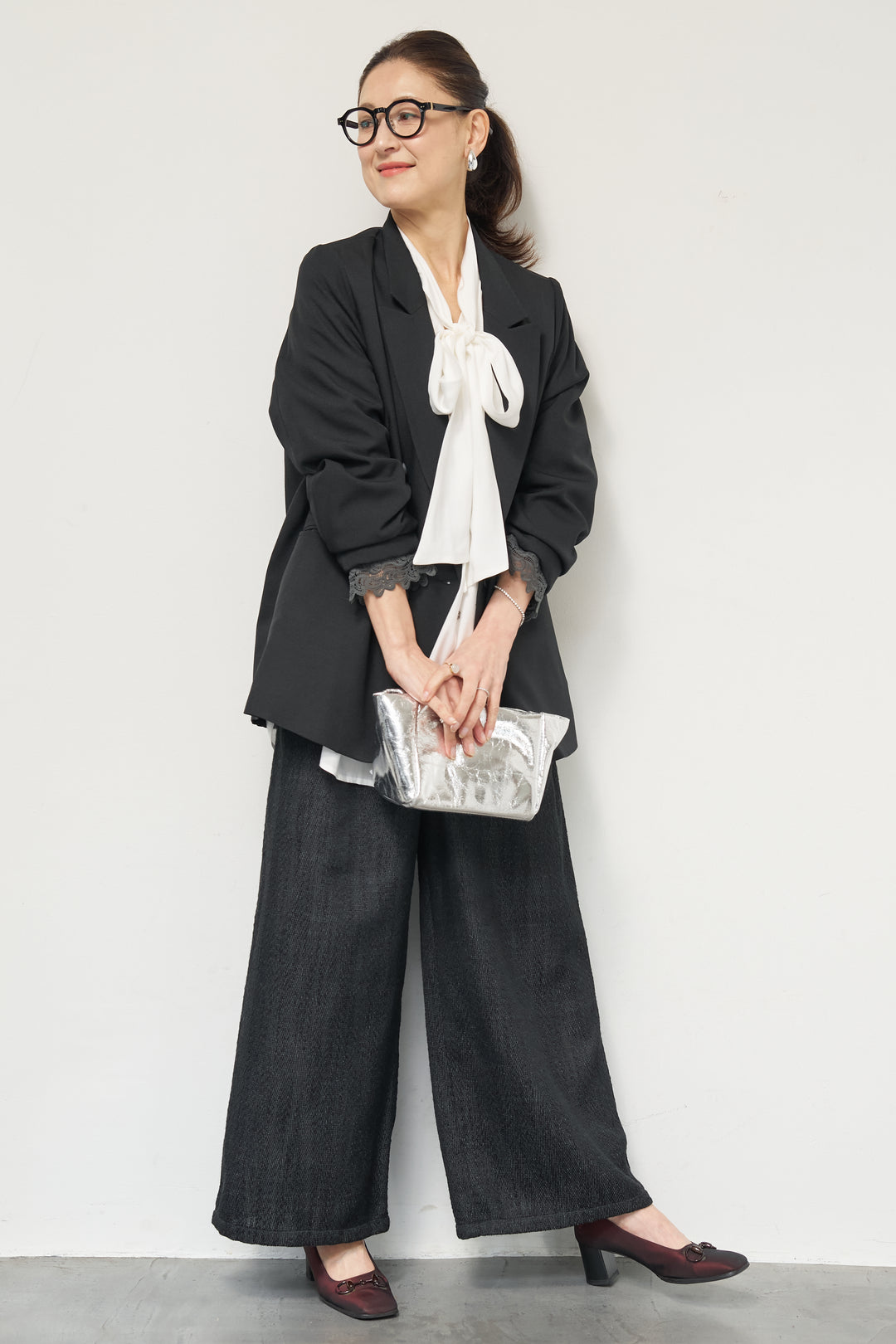 袖レースダブルジャケット