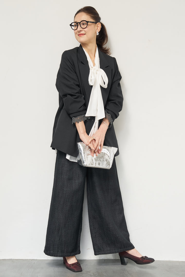 袖レースダブルジャケット