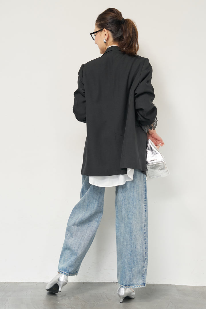 袖レースダブルジャケット