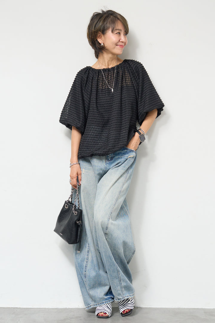 シアーフリンジブラウス