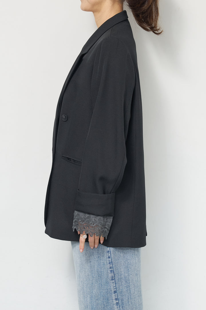 袖レースダブルジャケット