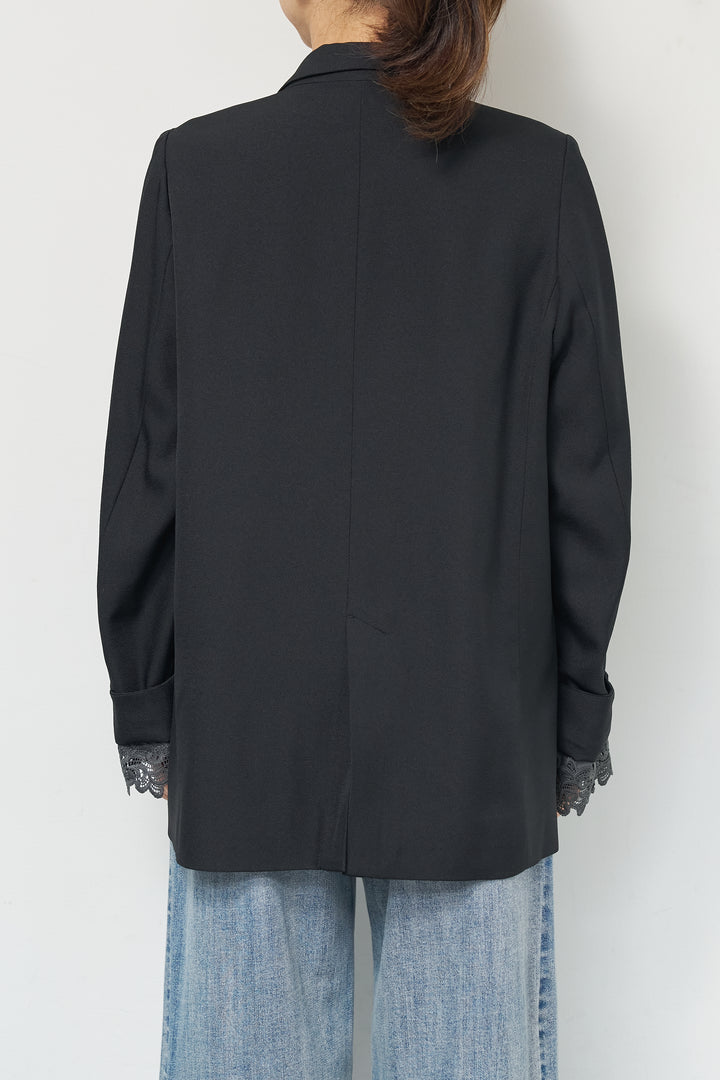 袖レースダブルジャケット