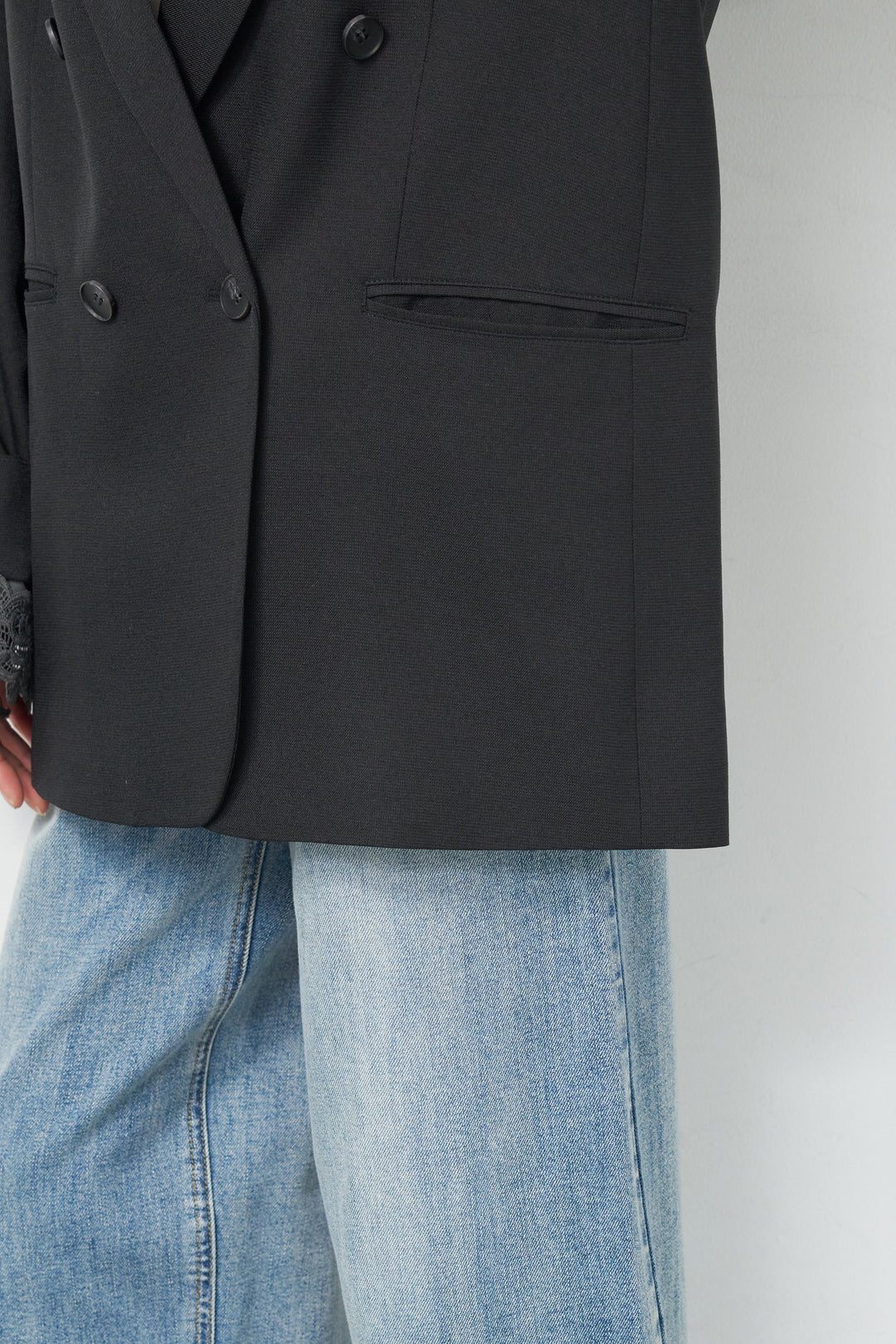 袖レースダブルジャケット