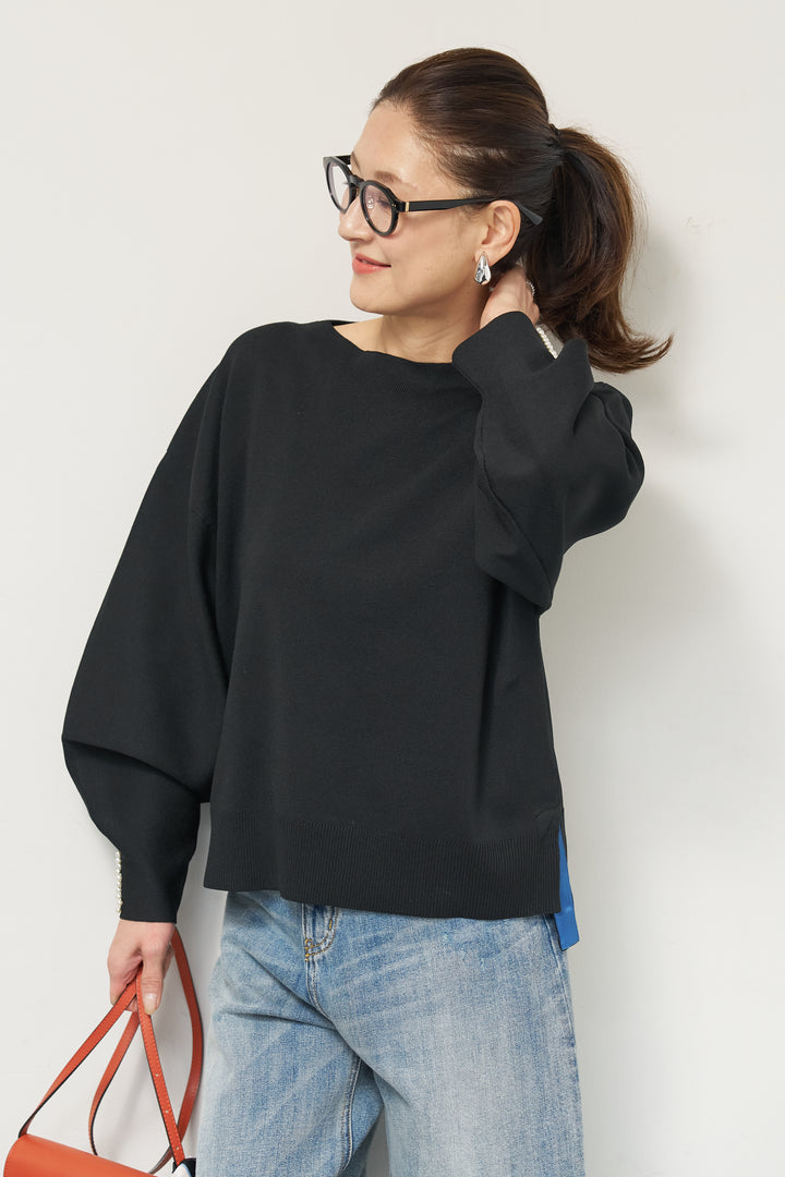 袖パールニット