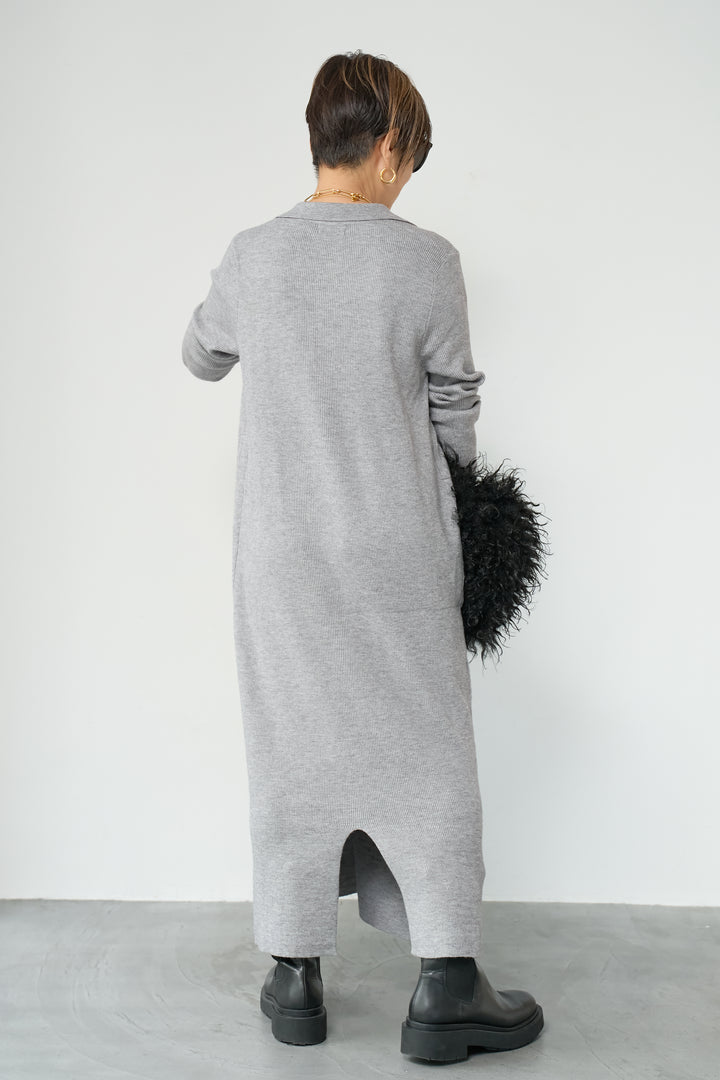 リブニットシャツワンピース