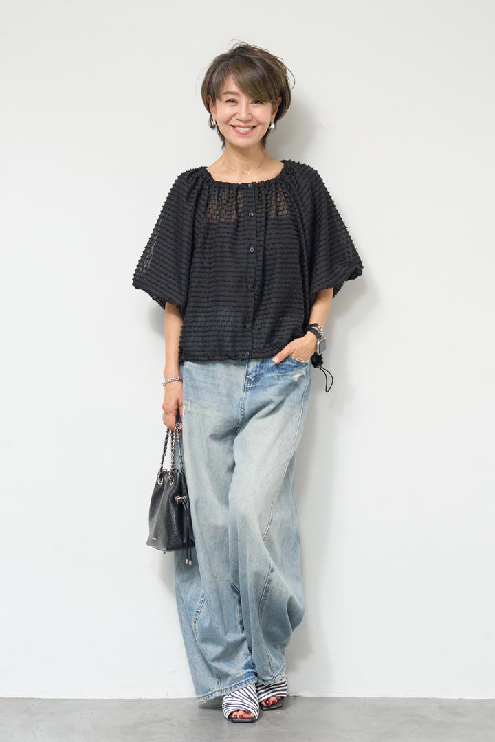 シアーフリンジブラウス