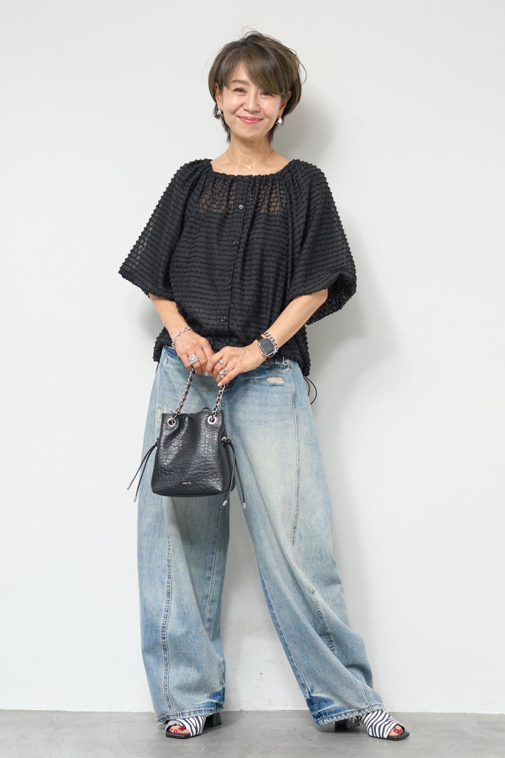 シアーフリンジブラウス