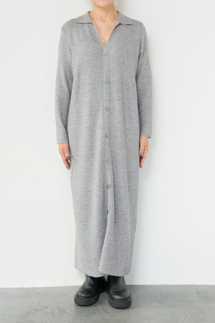 リブニットシャツワンピース